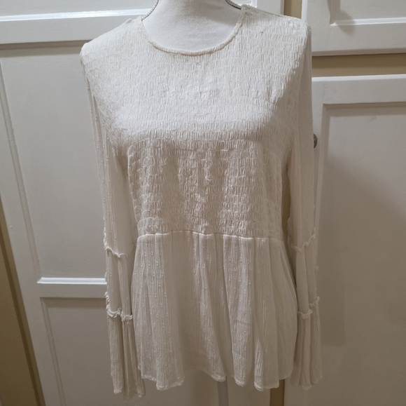 American Eagle Outfitters Tops - American Eagle Elegant Cream Peplum Bottom Women's Top